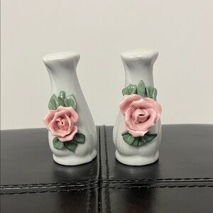 Charming Ceramic Salt & Pepper Shakers with Pink Floral Design